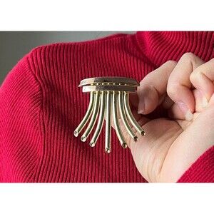 Vtg‎ signed monet pin gold plated statement brooch maximalist ornate organ scarf